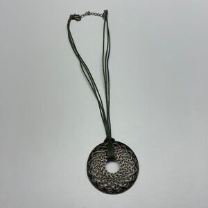 Lia Sophia Statement Necklace with Green Leather Cord